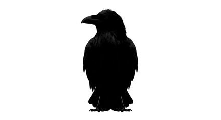 Obraz premium Dark mysterious black raven silhouette looking sideways