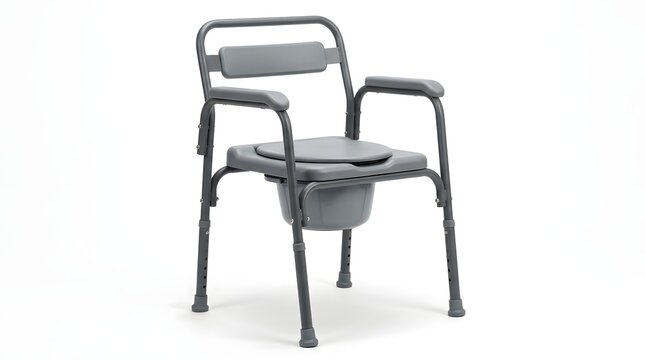 Medical bedside commode chair for elderly care isolated white background studio product shot