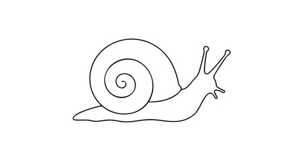 An artistic hand-drawn garden snail with ornate shell pattern, created as refined black and white line art vector suitable for stationery, logos, or decorative nature collections. © Mofakharul Shanto