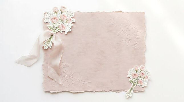 Floral border stationery with pink envelope