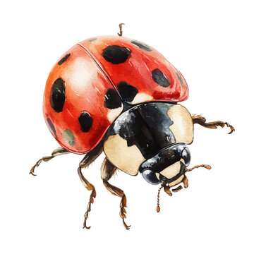 watercolor of Ladybug illustration, isolated on a white background.