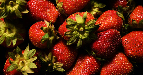 Fresh Strawberry Texture Background, Close up Ripe Organic Berry © Alona