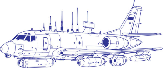Military Radar Communication Ship Vector Illustration, Modern Naval Intelligence Vessel © Nila