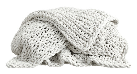 Chunky white cotton rope knit throw blanket © Pimpun