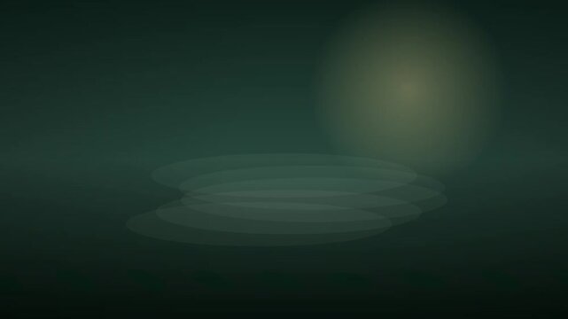 A serene moonlit scene of a glowing circular platform in a dark environment.