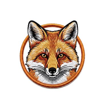 Fox head portrait inside a circular frame