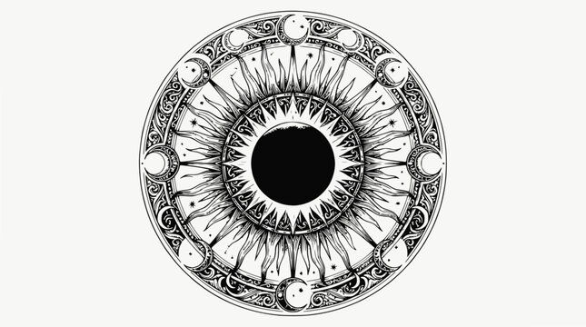 Mystical Sun and Moon Celestial Mandala Tattoo Design
