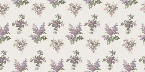 Fototapeta premium seamless pattern with flowers and leaves