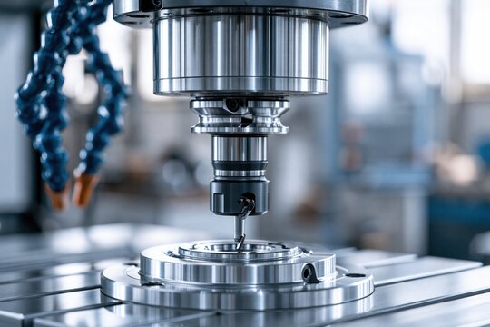 Industrial CNC machining center milling metal component