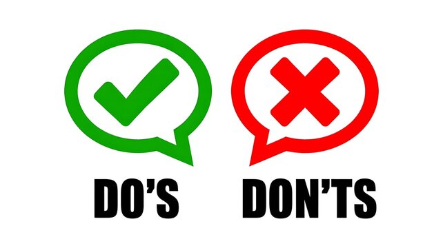 Do's and Don'ts, Check Mark, X Mark, Speech Bubbles, Green, Red, Infographic Elements