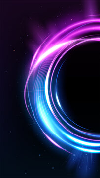 Abstract Neon Light Trails Mobile Wallpaper, Vector Illustration