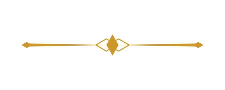 Elegant Luxury Gold Page Divider with Geometric Diamond Accent &ndash; Premium Text Separator Line Vector with Arrow Points