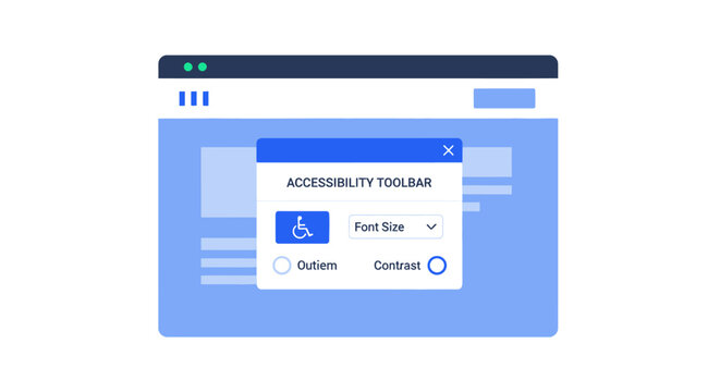 Web Accessibility Toolbar UI Illustration for Inclusive Digital Design and Website ADA Compliance