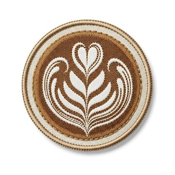 Top view of a coffee cup with heart shape latte art