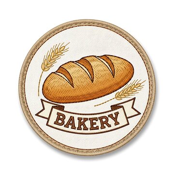 Bakery logo design with fresh bread loaf and wheat stalks