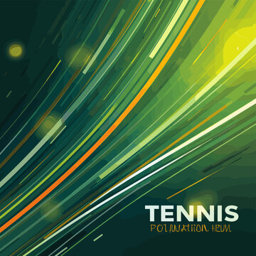 Abstract green and yellow background with dynamic lines and bokeh effects, suggesting movement and energy, with the word TENNIS prominently displayed.