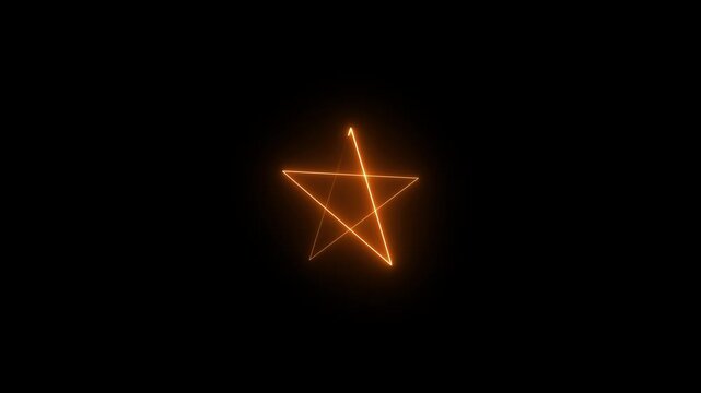 Neon star of david icon glowing black background animation. Abstract neon shine glowing color star icon animation on background.
