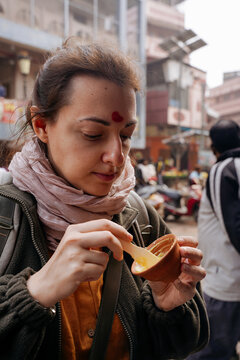 Traveler in Varanasi, India
