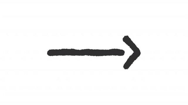 Animated direct path and orientation charcoal stroke icon. Minimalist navigation and direction sign animation. User interface element. Rough line element on white background. Hand drawn HD video