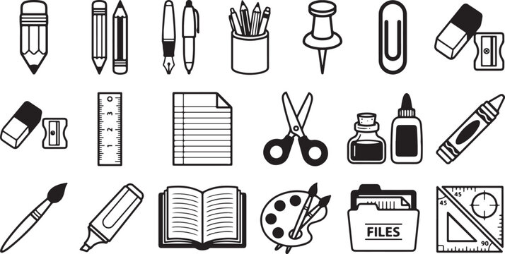 Free School & Office Stationery Vector Icons