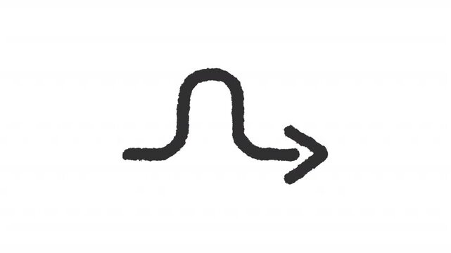 Animated adaptable path forward charcoal stroke icon. Route change animation. Dynamic roadmap. Direction pointer. Rough line element on white background. Hand drawn HD video