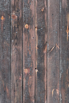 Dark Brown Gray Aged Wood Plank Texture Vertical Background - Detailed Rustic Surface Pattern Natural Material Backdrop for Graphic Design and Copy Space Sharp Focus