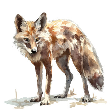 Aardwolf watercolor illustration, artistic semi-realistic fantasy style, soft glow effects, white background