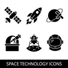 Space technology and astronomy icon set with technology astronomy satellite © sadik