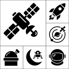 Space and astronomy icons set for technology and science with astronomy © sadik