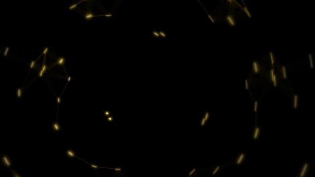 Abstract glowing yellow light trails on dark background