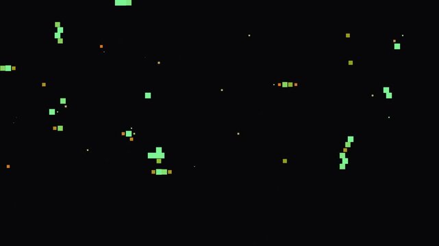 Abstract digital glitch pattern with neon green elements on black background