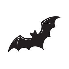 Fototapeta premium Silhouette of bat soaring upward against white background