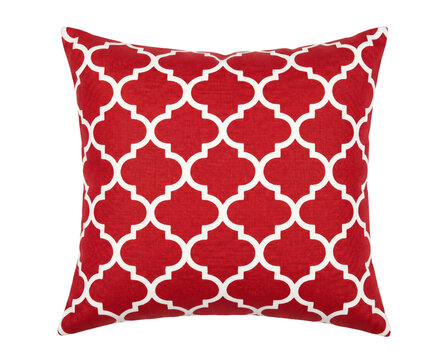 Square Red and White Trellis Geometric Throw Pillow
