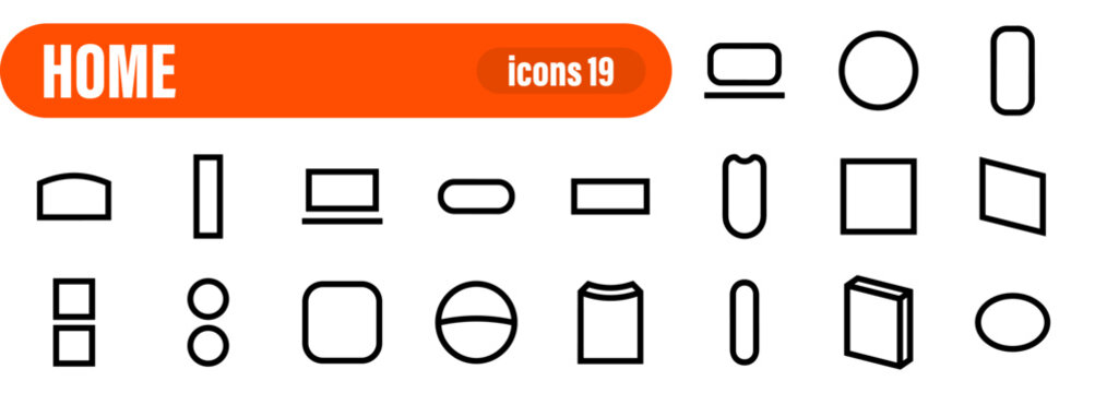 Home geometric shape icon set
