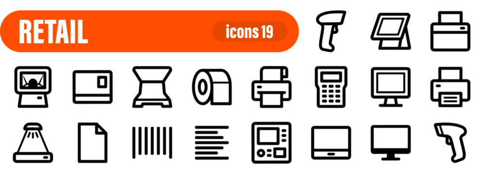 Retail and POS Equipment Technology Icons