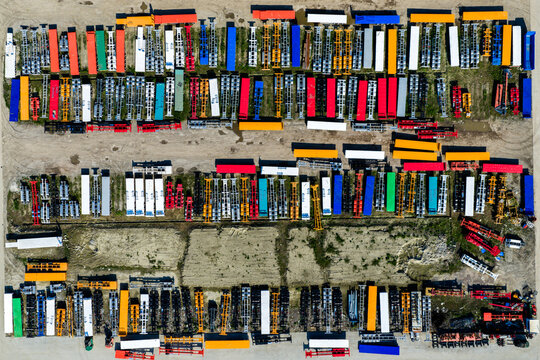 colorful semi-finished containers in factory yard