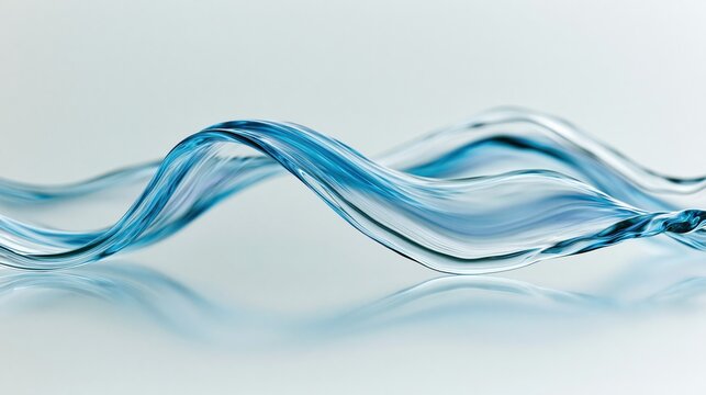 Blue liquid wave pattern flowing on clean light background
