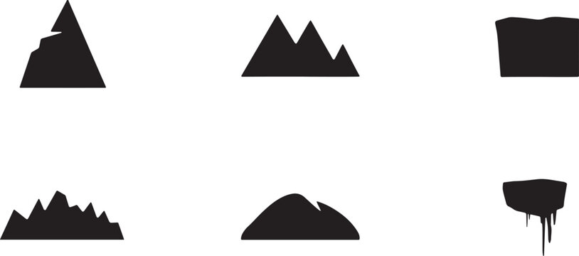 glacier silhouette simple icon set. square type Bundle