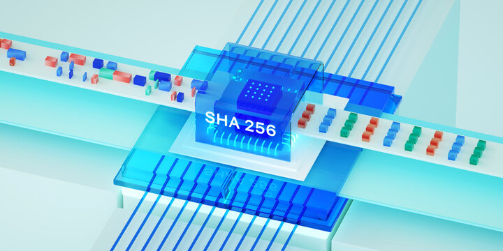 Cyber Security, sha 256 algorithm, Secure Hash Algorithm 256-bit. Ai Safety, Blockchain. Photo stock	
