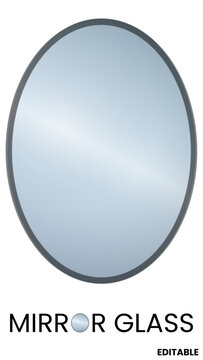 Mirror abstract circle dark round border frame decoration on transparent background