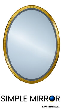 Golden mirror abstract jewelry golden round border frame decoration on transparent background