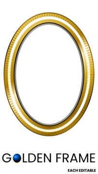 Golden frame border abstract jewelry golden round border frame decoration on transparent background