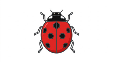 A detailed illustration of a red ladybug with black spots and antennae. © MndlL