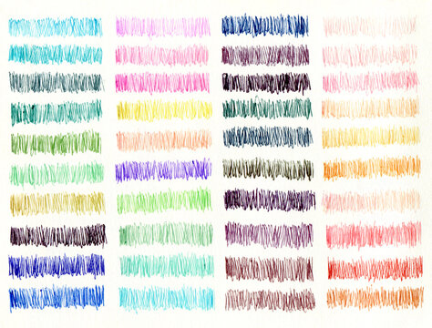 Swatches of different colors on paper
