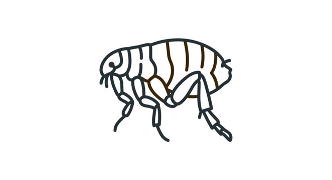 Illustration of a flea insect with detailed legs and body.