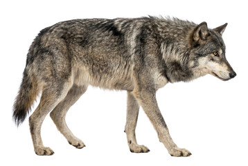Grey Wolf Standing in Profile View © Masnoon