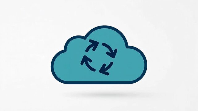 Cloud data synchronization and automatic update process vector illustration.