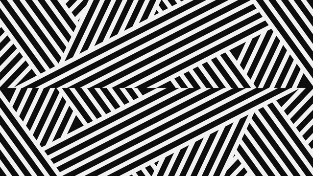 Seamless Black and White Geometric Lined Mosaic Pattern for Modern Abstract Wallpaper Background