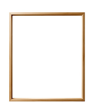 Empty wooden picture frame on transparent background, mockup