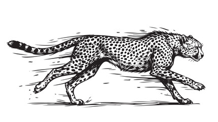 Black and white cheetah vector, running cheetah illustration, spotted animal design, wildlife icon © Uttom Kumar